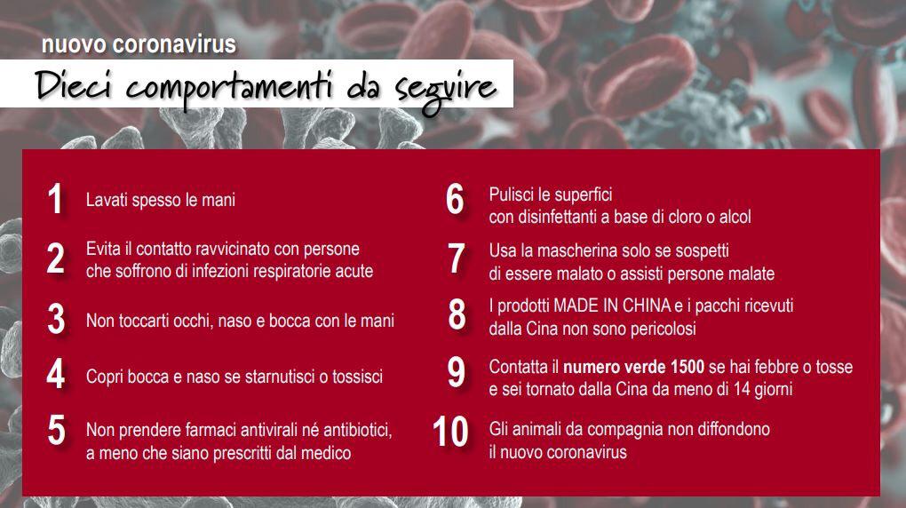 Dieci comportamenti emergenza coronavirus