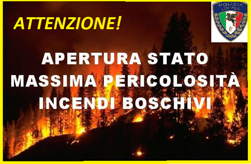 Stato massima pericolosita' incendi boschivi